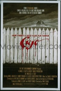 CUJO 1sh '83 Stephen King, artwork of bloody fence & house by Robert Tanenbaum!