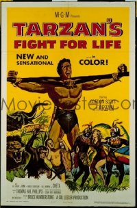 B058 TARZAN'S FIGHT FOR LIFE one-sheet movie poster '58 Gordon Scott