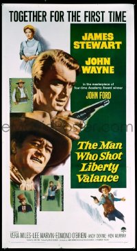 #5160 MAN WHO SHOT LIBERTY VALANCE three-sheet movie poster '62 Wayne