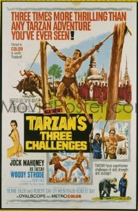 #716 TARZAN'S 3 CHALLENGES 1sh '63 Mahoney 