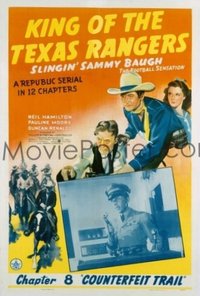 t385 KING OF THE TEXAS RANGERS linen Chap 8 one-sheet movie poster '41 serial