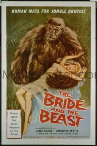 f327 BRIDE & THE BEAST one-sheet movie poster '58 Ed Wood classic!