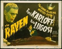 #087 RAVEN title lobby card R49 Bela Lugosi tortures Boris Karloff!!