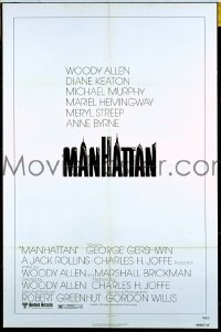 Q122 MANHATTAN one-sheet movie poster '79 Woody Allen, Hemingway