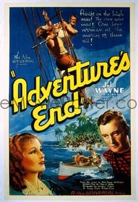 JW 135 ADVENTURE'S END one-sheet movie poster '37 seafaring John Wayne!