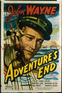 JW 136 ADVENTURE'S END one-sheet movie poster R49 sea captain John Wayne!