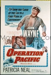JW 252 OPERATION PACIFIC linen one-sheet movie poster '51 skipper John Wayne!