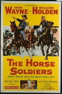 HORSE SOLDIERS 1sh '59 art of U.S. Cavalrymen John Wayne & William Holden, John Ford