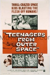 1066 TEENAGERS FROM OUTER SPACE linenbacked one-sheet movie poster '59 bizarre!