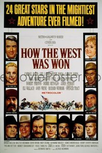 JW 300 HOW THE WEST WAS WON one-sheet movie poster '62 John Wayne + all-stars!