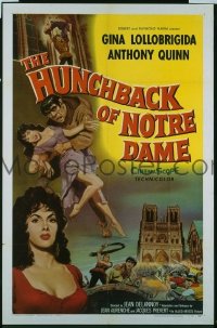 #313 HUNCHBACK OF NOTRE DAME 1sh '57 Quinn 