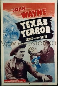 JW 087 TEXAS TERROR one-sheet movie poster R40s 2 big images of John Wayne