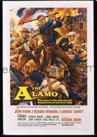 JW 285 ALAMO one-sheet movie poster '60 John Wayne as Crockett, Brown art!