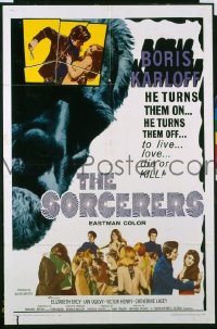 s244 SORCERERS one-sheet movie poster '67 Boris Karloff horror!