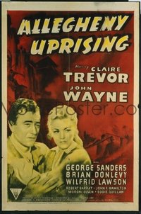 JW 166 ALLEGHENY UPRISING one-sheet movie poster R52 John Wayne, Claire Trevor