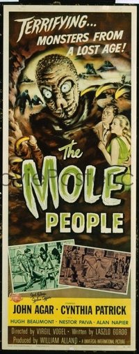 VHP7 403 MOLE PEOPLE insert movie poster '56 signed by Agar, great art!