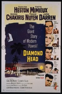 r527 DIAMOND HEAD one-sheet movie poster '62 Charlton Heston, Hawaii