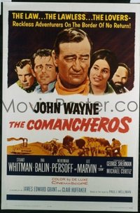 JW 290 COMANCHEROS one-sheet movie poster '61 Big John Wayne, Lee Marvin