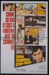 r071 ANY NUMBER CAN WIN one-sheet movie poster '63 Jean Gabin, Alain Delon