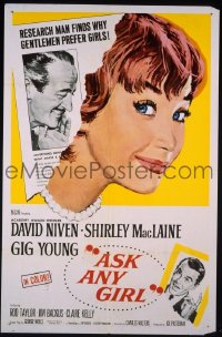 r089 ASK ANY GIRL one-sheet movie poster '59 David Niven, Shirley MacLaine