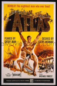 r098 ATLAS one-sheet movie poster '61 Italian sword & sandal!