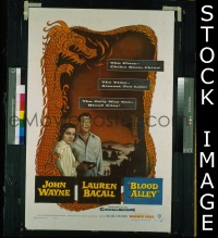 P251 BLOOD ALLEY one-sheet movie poster '55 John Wayne, Bacall