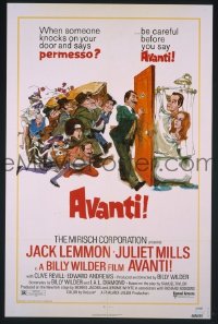 r102 AVANTI one-sheet movie poster '72 Jack Lemmon, Juliet Mills