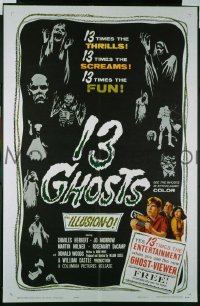 P014 13 GHOSTS one-sheet movie poster '60 William Castle, horror