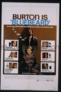r226 BLUEBEARD one-sheet movie poster '72 Richard Burton, Raquel Welch
