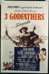 JW 241 3 GODFATHERS one-sheet movie poster R62 John Wayne and John Ford