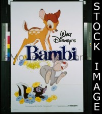 A092 BAMBI one-sheet movie poster R82 Walt Disney classic!