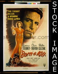 #197 BORN TO KILL 1sh '46 Tierney, film noir 