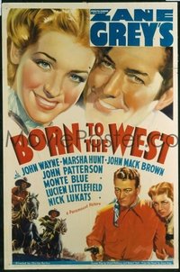 JW 140 BORN TO THE WEST one-sheet movie poster '37 John Wayne pointing gun!