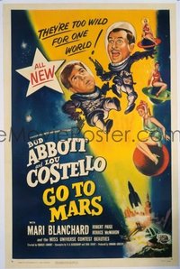 VHP7 100 ABBOTT & COSTELLO GO TO MARS linen one-sheet movie poster '53 sci-fi!