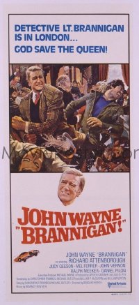 p116 BRANNIGAN Australian daybill movie poster '75 John Wayne, Attenborough