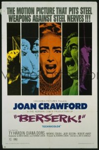 #8938 BERSERK 1sh '67 crazy Joan Crawford! 