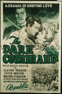 JW 168 DARK COMMAND style A one-sheet movie poster '40 John Wayne, Trevor