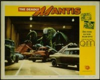 VHP7 334 DEADLY MANTIS lobby card #4 '57 giant mantis crushes cars!