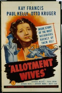 P093 ALLOTMENT WIVES one-sheet movie poster '45 Kay Francis