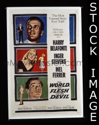 s444 WORLD, THE FLESH & THE DEVIL one-sheet movie poster '59 Belafonte
