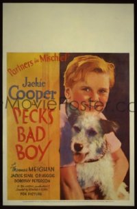 d126 PECK'S BAD BOY window card movie poster '34 Jackie Cooper