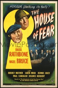 r774 HOUSE OF FEAR one-sheet movie poster '44 Sherlock Holmes, Rathbone
