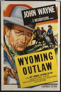 JW 163 JOHN WAYNE 1sh 1953 John Wayne, 3 Mesquiteers, Wyoming Outlaw!