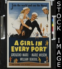 #1248 GIRL IN EVERY PORT 1sh '52 Groucho Marx 