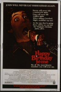 f490 HAPPY BIRTHDAY TO ME one-sheet movie poster '81 gruesome image!