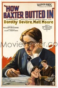 1037 HOW BAXTER BUTTED IN linenbacked style A one-sheet movie poster '25 close up!