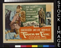 k428 TOUCH OF EVIL title lobby card '58 Orson Welles, Heston