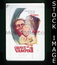 #196 GRAVE OF THE VAMPIRE 1sh '72 cool image! 