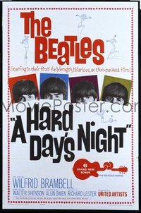 VHP7 479 HARD DAY'S NIGHT one-sheet movie poster '64 the first Beatles movie!