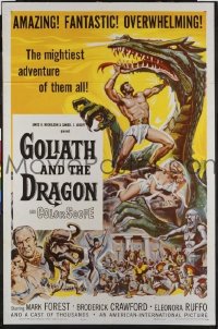 P753 GOLIATH & THE DRAGON one-sheet movie poster '60 Forest